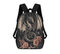 sinyumoney Gothic Dragon with Pentagram And Roses Mochila Escolar Resistente Al Agua, Mochila Escolar De Negocios Para Niños/niñas/adolescentes 17inch