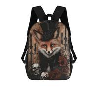 sinyumoney Gothic Fox in Top Hat with Roses And Skulls Mochila Escolar Infantil Impresa En 3D Para Niños, Mochilas De Viaje De Alta Capacidad, Bolsas Para Libros, Mochila Escolar Infantil 17inch
