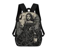 sinyumoney Gothic Lady with Lantern Mochila Escolar Grande, Ligera E Informal: Perfecta Para Viajes, Trabajo Y Uso Diario 17inch