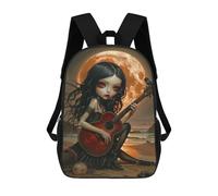 sinyumoney Gothic Moonlit Guitarist Mochila Escolar Impresa En 3D 17inch Mochilas De Moda Para Niños, Mochilas Escolares Para Niños De Primaria Y Secundaria
