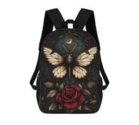 sinyumoney Gothic Moth And Rose Mochila Escolar, Mochila De Viaje Para La Universidad, Mochilas Para Acampar, Aventuras Al Aire Libre Y Viajes Diarios 17inch