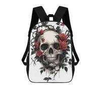 sinyumoney Gothic Skull And Roses Mochila Escolar Ligera Para Aeropuerto, Estudiantes Universitarios, Mochila Para Hombres, Mujeres Y Adolescentes 17inch