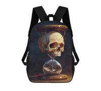 sinyumoney Gothic Skull in Sand Timer Mochila Escolar Impresa En 3D Para Niños, Mochila Escolar Informal De Moda Para Viajes Para Niños Y Estudiantes 17inch