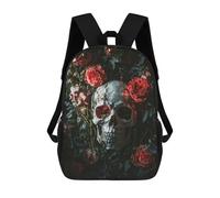 sinyumoney Gothic Skull with Red Roses Decor Mochilas Infantiles Mochila Escolar Impresa En 3D Para Niños Mochilas De Viaje Bolsas Para Libros Para Niños 17inch Mochila Escolar