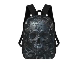 sinyumoney Gothic Skull with Roses Mochilas Infantiles Impresas En 3D, Mochilas De Moda Informales, Mochilas De Viaje Bonitas, Mochilas Informales Para Exteriores Para Niños Y Niñas 17inch