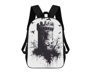 sinyumoney Gothic Tower with Crows Mochila De Moda Para Papelería, Impermeable, Informal, Para Hombres, Mujeres Y Adolescentes 17inch