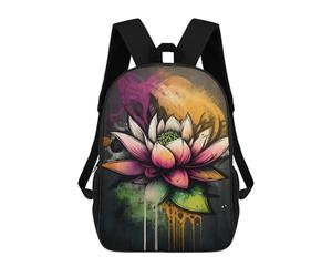 sinyumoney Graffiti Lotus Flower Mochilas Para Niños, Mochilas Escolares Personalizadas En 3D Para Niños Y Niñas, Mochilas Escolares Grandes, Mochilas Informales Para El Día A Día 17inch