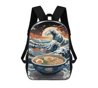 sinyumoney Grate Ramen Wave Tsunami Mochilas Infantiles Impresas En 3D Para Niños, Mochilas Escolares De Moda, Mochilas De Viaje, Mochilas Escolares Para Niños De Primaria 17inch
