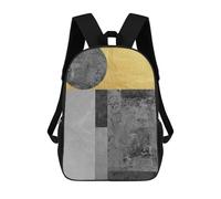 sinyumoney Gray And Gold Art O Mochila Infantil Para Niñas Y Niños, Mochila De Día, Escuela Primaria, Perfecta Para La Vuelta Al Cole O Educación Física, Regalos Y Viajes 17inch