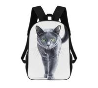 sinyumoney Gray Cat with Green Eyes Mochila Con Bolsillo Mochilas Impresas En 3D, Mochilas De Viaje, Mochilas Para Libros, Mochila Escolar Para Niños 17inch