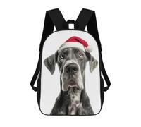 sinyumoney Great Dane with Santa Hat Mochila Para Niños, Adolescentes Y Estudiantes, Mochilas Para Niñas, Mochilas Para Niños Pequeños, Primaria Y Secundaria 17inch