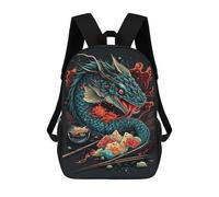 sinyumoney Great Sushi Dragon Mochila Escolar Infantil Impresa En 3D, Mochila Informal De Moda Para Niños, Mochila De Viaje De Alta Capacidad Para Libros Para Niños 17inch