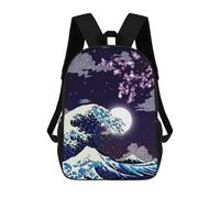 sinyumoney Great Wave Cherry Blossom Night Mochila Infantil, Mochila Escolar Infantil, Mochilas Escolares Impresas En 3D Para Niños Y Estudiantes Adolescentes 17inch