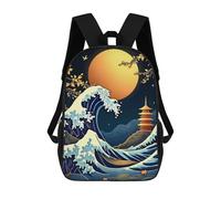 sinyumoney Great Wave Japan Mochila, Mochila Escolar Impresa En 3D, Bolsa Para El Almuerzo Escolar, Mochila De Viaje, Mochila Para Amigos, Mochila Escolar Para Niñas Y Niños 17inch