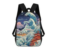 sinyumoney Great Wave, Japanese Style Mochilas Impresas En 3D Para Niños, Mochila Escolar, Mochila Informal Para Exteriores, Mochila Informal De Moda Para Niños, Lindas Bolsas De Viaje 17inch