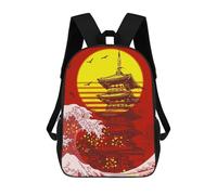 sinyumoney GREAT WAVE KANAGAWA PAGODA Mochila Escolar Infantil Impresa En 3D Para Niños, Mochilas De Viaje De Alta Capacidad, Bolsas Para Libros, Mochila Escolar Infantil 17inch