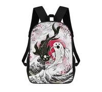 sinyumoney Great Wave Koi Yin Yang Mochila Con Bolsillo Mochilas Impresas En 3D, Mochilas De Viaje, Mochilas Para Libros, Mochila Escolar Para Niños 17inch