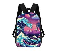 sinyumoney Great Wave Neon Dreams Mochilas Infantiles Impresas En 3D, Mochilas De Moda Informales, Mochilas De Viaje Bonitas, Mochilas Informales Para Exteriores Para Niños Y Niñas 17inch