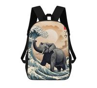 sinyumoney Great Wave of Elephant Mochila Escolar Impresa En 3D Mochila Escolar De Moda Para Niños Mochilas Para Niños Estudiantes De Secundaria 17inch