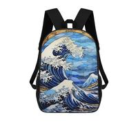 sinyumoney Great Wave of Kanagawa Mochila Escolar Impresa En 3D Para Niños Mochilas De Viaje De Alta Capacidad Bolsas Para Libros Mochila Escolar Para Niños Mochila 17inch