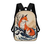 sinyumoney Great Wave of Kitsune Mochilas Impresas En 3D Para Niños, Mochila Escolar, Mochila De Moda Para Niños De Primaria Y Secundaria 17inch