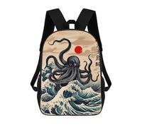sinyumoney Great Wave of Kraken Mochila Escolar De Moda Para Estudiantes, Adecuada Para Niños Y Niñas, Mochila Informal Para Viajes Al Aire Libre, Esencial Para El Día A Día 17inch