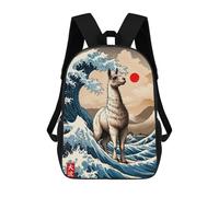 sinyumoney Great Wave of Llama Mochila Para Niños, Adolescentes Y Estudiantes, Mochilas Para Niñas, Mochilas Para Niños Pequeños, Primaria Y Secundaria 17inch