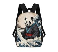 sinyumoney Great Wave of Panda Mochila Escolar Infantil Estampada Para Adultos Y Niños, Mochila De Viaje Para El Día A Día 17inch