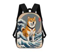 sinyumoney Great Wave of Shiba Inu Mochilas Escolares Para Niños Y Niñas, Mochilas Deportivas Informales Para Primaria, Mochilas De Gran Capacidad Para Libros 17inch