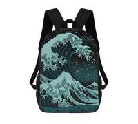 sinyumoney Great Wave Off Kanagawa Night Sky Mochila Escolar Mochilas Escolares Para Niñas Y Niños Mochila Con Bolsillo Mochila Escolar De Moda Para Niños 17inch