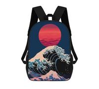 sinyumoney Great Wave with Red Sun Mochilas Infantiles Mochila Escolar Mochila Impresa En 3D Para Niños Mochilas De Viaje Bolsas Para Libros Mochila Escolar Para Niños 17inch