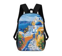 sinyumoney Greek Island Santorini Mochila Infantil Para Niñas Y Niños, Mochila De Día, Escuela Primaria, Perfecta Para La Vuelta Al Cole O Educación Física, Regalos Y Viajes 17inch