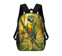 sinyumoney Green And Yellow Parrot on Bamboo Mochila Mochila Informal Mochila De Día Para La Escuela, El Trabajo Y Los Viajes 17inch