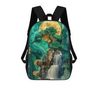 sinyumoney Green Bonsai Waterfall Mochilas Informales Para Niños, Mochila Escolar Para Adolescentes, Niñas Y Niños, Mochilas Para Libros 17inch