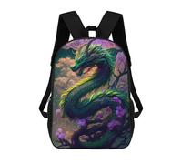 sinyumoney Green Dragon Flowers Mochila Escolar Para Niños Con Impresión 3D, Mochila Moderna Para Niños Y Niñas, Mochila Informal Para Estudiantes. 17inch