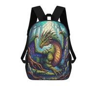 sinyumoney Green Dragon in Forest Illustration Mochilas Infantiles Mochila Escolar Mochila Impresa En 3D Para Niños Mochilas De Viaje Bolsas Para Libros Mochila Escolar Para Niños 17inch