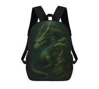sinyumoney Green Dragon in Forest Mochila Infantil De 17 Pulgadas, Mochila Escolar Con Estampado 3D De Dibujos Animados Para Niños Y Adolescentes.