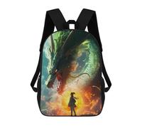 sinyumoney GREEN DRAGON Mochila Escolar Infantil Impresa En 3D 17inch Mochilas Escolares Para Niños, Estilo Casual Y Moderno, Mochilas De Viaje De Alta Capacidad