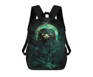 sinyumoney Green Eagle Falcon Bird with Moon Mochila Escolar Grande, Ligera E Informal Para Niñas, Niños Y Adolescentes 17inch