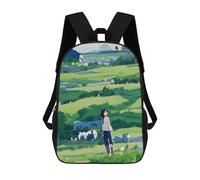 sinyumoney Green Fields And Blue Skies Mochila, Mochila Escolar Impresa En 3D, Bolsa Para El Almuerzo Escolar, Mochila De Viaje, Mochila Para Amigos, Mochila Escolar Para Niñas Y Niños 17inch