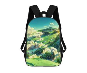 sinyumoney Green Fields And Rolling Hills Mochila Escolar Para Niños, Mochila Escolar De Gran Capacidad Para Niños, Mochila Escolar 3D, Regalos Para Niños 17inch