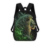 sinyumoney Green Flame Lion Art Print Mochila Escolar Infantil De 17 Pulgadas, Mochila Escolar Impresa En 3D Para Niños De Primaria Y Secundaria