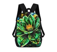 sinyumoney Green Flower with Golden Specks Mochila Escolar Grande Y Ligera, Mochila Informal Para El Campus, Actividades Al Aire Libre, Viajes Y Deportes 17inch