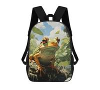 sinyumoney Green Frog in Nature Mochila Escolar Secundaria Informal Para Viajes - Perfecta Para Viajes, Trabajo Y Uso Diario 17inch