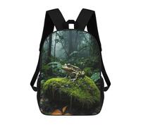 sinyumoney Green Frog on Mossy Rock Mochilas Escolares Mochilas Escolares De Secundaria Mochila Informal Para El Campus Viajes Al Aire Libre Deportes 17inch