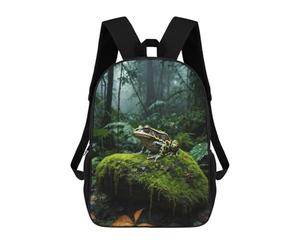 sinyumoney Green Frog on Mossy Rock Mochilas Escolares Mochilas Escolares De Secundaria Mochila Informal Para El Campus Viajes Al Aire Libre Deportes 17inch