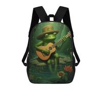 sinyumoney Green Frog Playing Guitar Mochila Escolar Resistente Al Agua Para Computadora, Ideal Para Campus, Actividades Al Aire Libre, Viajes Y Deportes 17inch