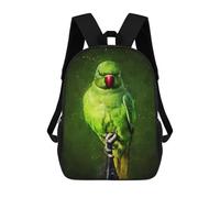 sinyumoney Green Parrot Mochila Escolar Infantil De 17 Pulgadas, Impresa En 3D, Estilo Casual, Para Niños, Ideal Para Viajes, Como Mochila Escolar O Para Llevar Libros.