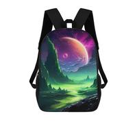 sinyumoney Green Planet Galactic Mochila Infantil Con Impresión 3D, Mochila Escolar Para Niños, Mochila Informal Divertida Para Niños Y Adolescentes 17inch