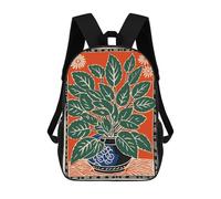sinyumoney Green Plant in Blue Pot Mochila Escolar Mochila Informal Mochilas De Día Bolsa Escolar Para Trabajo/viajes 17inch